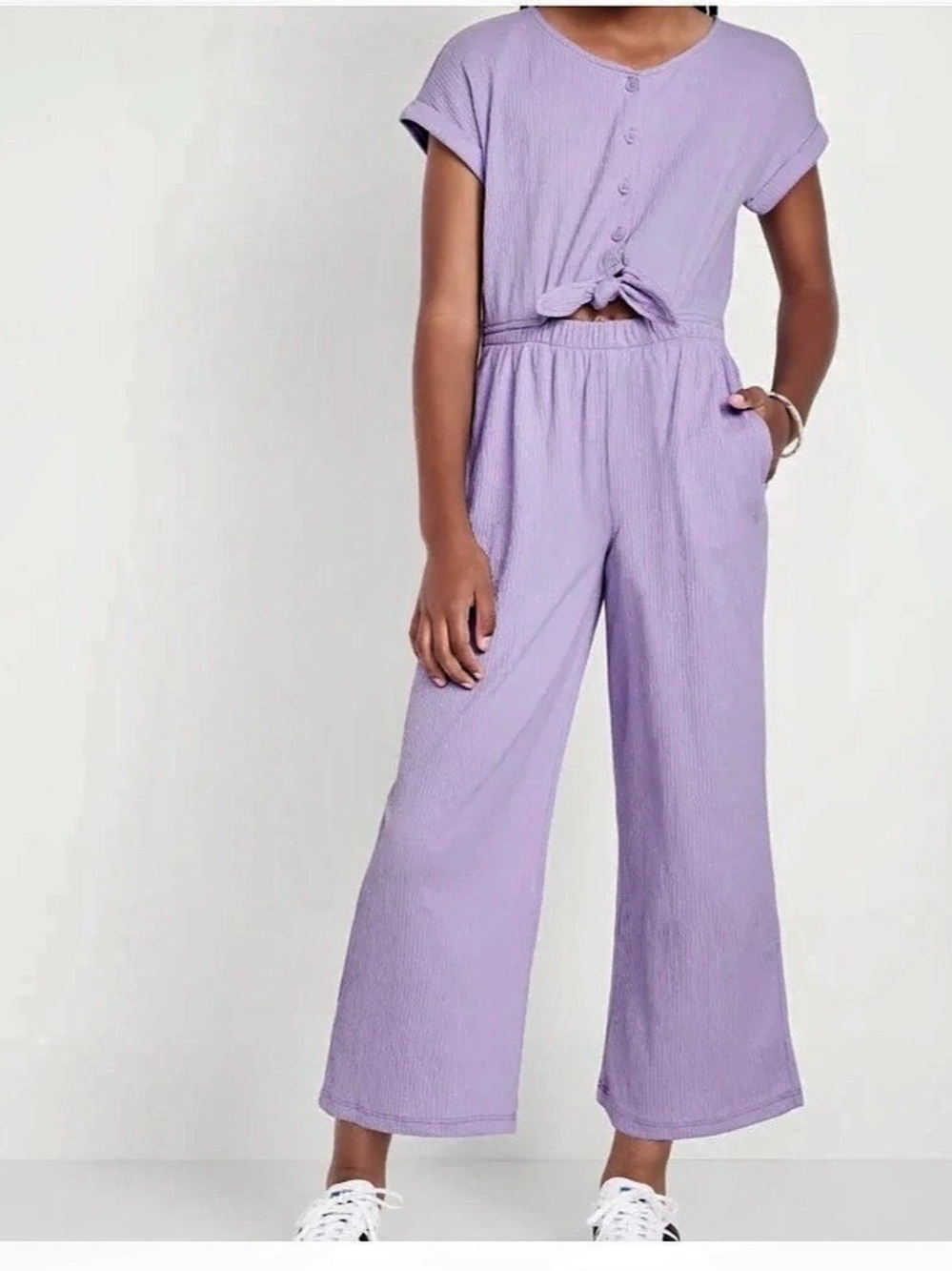 Old Navy Girls' Lavender Crinkle Jumpsuit, Size M (8), EUC Easter Outfit